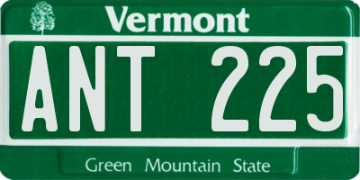 VT license plate ANT225