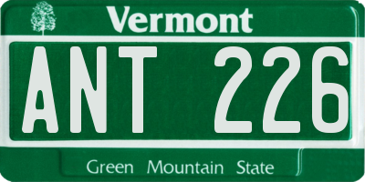 VT license plate ANT226