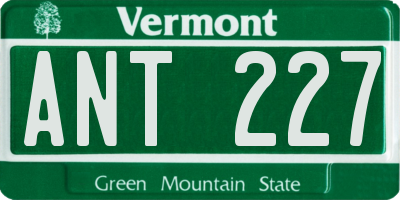VT license plate ANT227