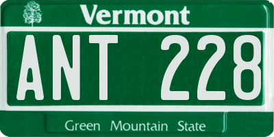 VT license plate ANT228