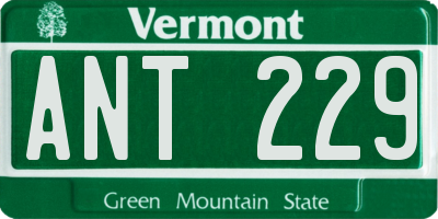 VT license plate ANT229