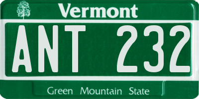 VT license plate ANT232
