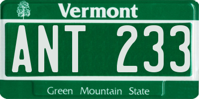 VT license plate ANT233
