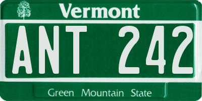 VT license plate ANT242