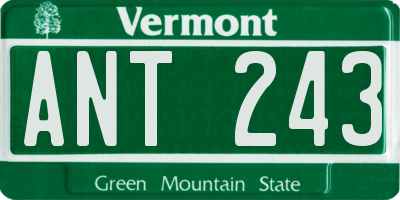 VT license plate ANT243