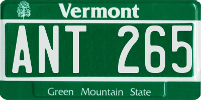 VT license plate ANT265