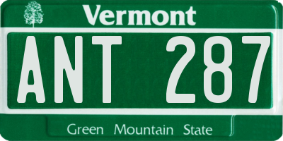VT license plate ANT287
