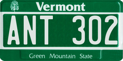 VT license plate ANT302