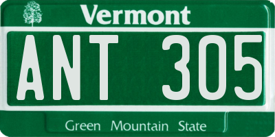 VT license plate ANT305
