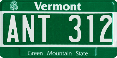 VT license plate ANT312