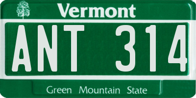VT license plate ANT314