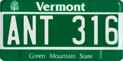 VT license plate ANT316
