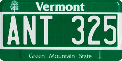 VT license plate ANT325