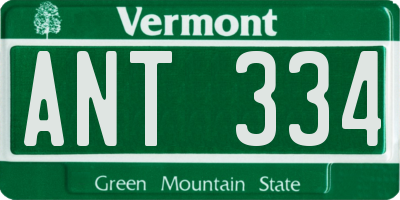VT license plate ANT334