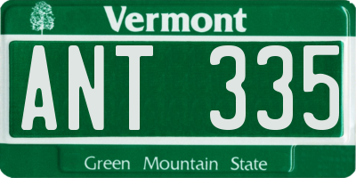 VT license plate ANT335