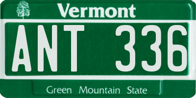 VT license plate ANT336