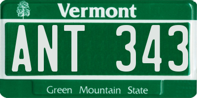 VT license plate ANT343