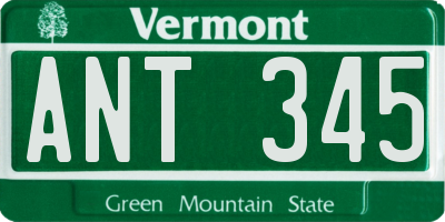 VT license plate ANT345