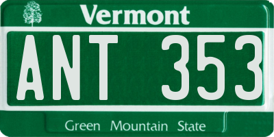VT license plate ANT353