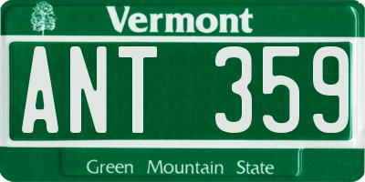 VT license plate ANT359