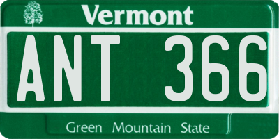 VT license plate ANT366