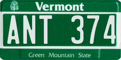 VT license plate ANT374