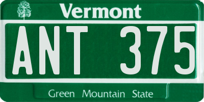 VT license plate ANT375