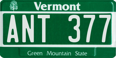 VT license plate ANT377