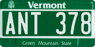 VT license plate ANT378