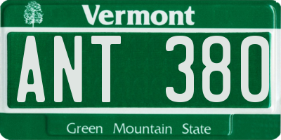 VT license plate ANT380