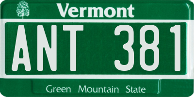 VT license plate ANT381