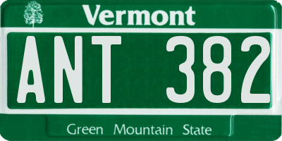 VT license plate ANT382