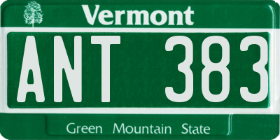 VT license plate ANT383