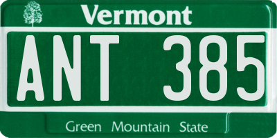 VT license plate ANT385