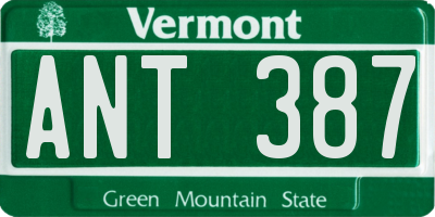 VT license plate ANT387