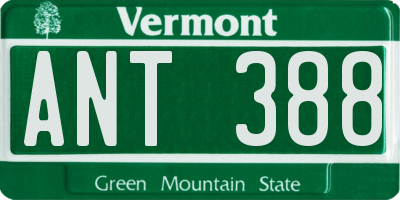VT license plate ANT388