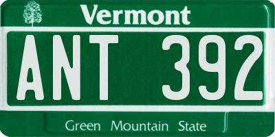 VT license plate ANT392