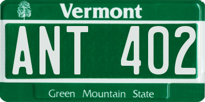 VT license plate ANT402