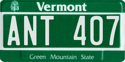 VT license plate ANT407