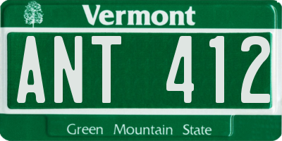 VT license plate ANT412