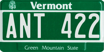 VT license plate ANT422