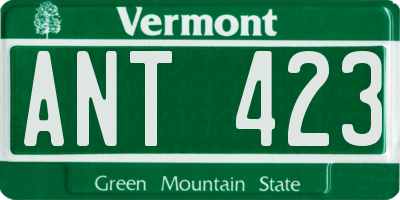 VT license plate ANT423