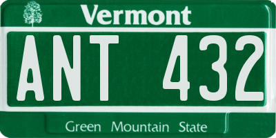 VT license plate ANT432