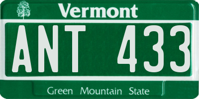 VT license plate ANT433