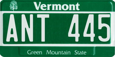 VT license plate ANT445