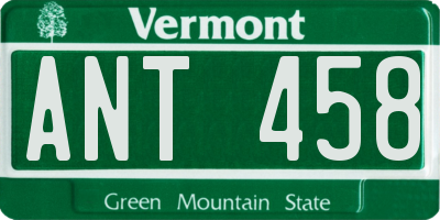 VT license plate ANT458