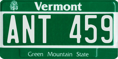 VT license plate ANT459