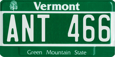 VT license plate ANT466