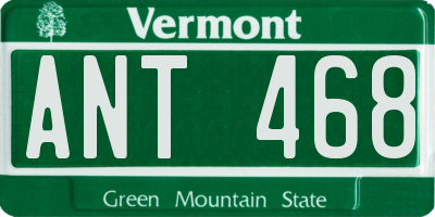 VT license plate ANT468