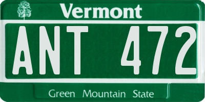VT license plate ANT472